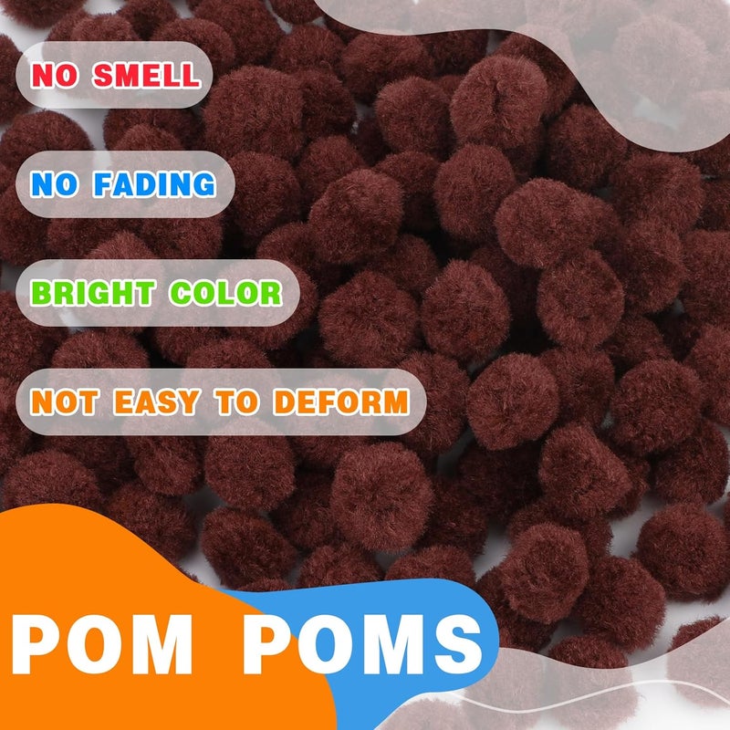 MORFEN 150 Pieces Pom Poms, 1 Inch Dark Brown Craft Pom Poms, Fuzzy Pompom Puff Balls, Small Pom Pom Balls for DIY Arts and Crafts Projects, Home Decorations - Image 4